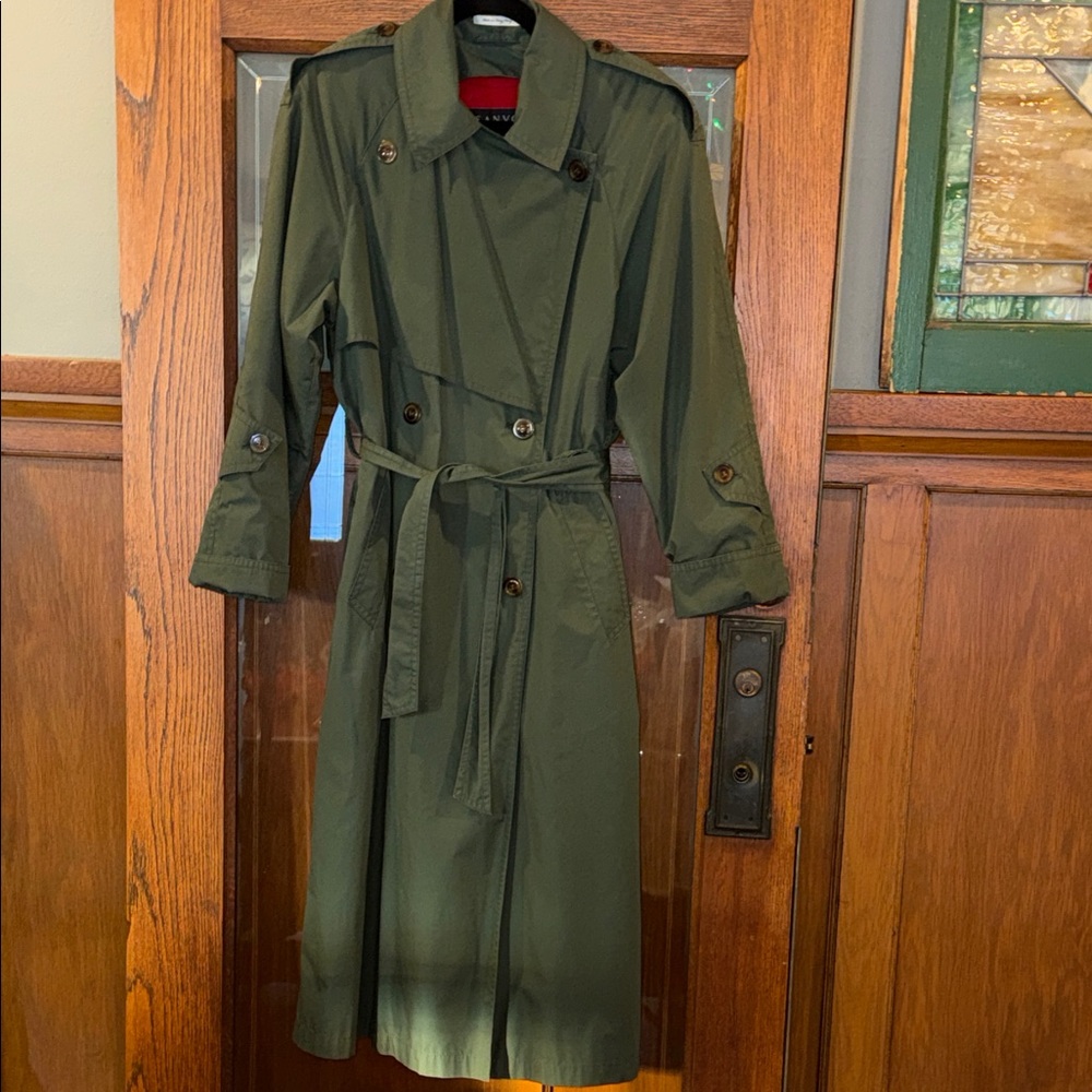 Olive Army Green Classic Trench Coat - Womens Size 6